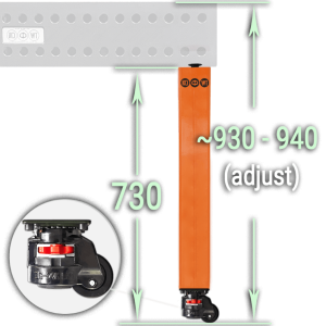 730mm Leg - Level Castors | K28 - QTY: 1 - Square - Orange